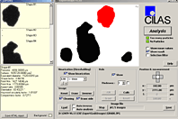 Cilas laser - shape analysis screen